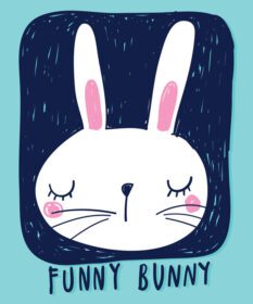 دانلود تصویر خرگوش ناز طراحی شده با دست برای چاپ تی شرت