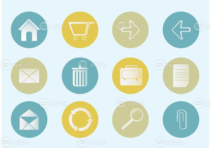 دانلود مجموعه آیکون وکتور آیکون اداری شامل آیکون های فلش سبد خرید آیکون سطل زباله و موارد دیگر