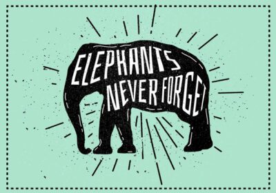 دانلود تصویر برداری وکتور شبح فیل طراحی شده با دست با تایپوگرافی طراحی شده برای برچسب پوستر کارت تبریک وب سند و سایر سطوح تزئینی