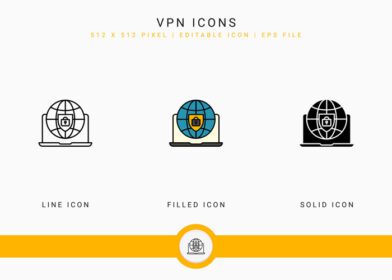 دانلود icon vpn icons set وکتور تصویر با خط آیکون جامد