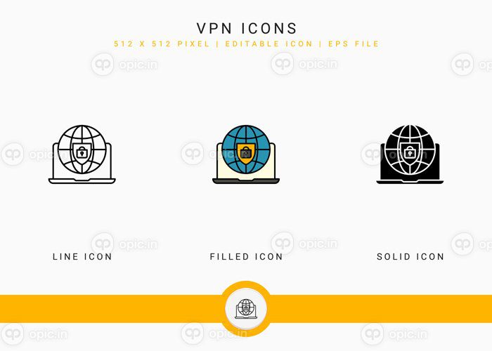 دانلود icon vpn icons set وکتور تصویر با خط آیکون جامد