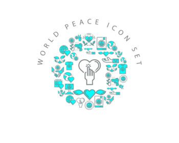 دانلود آیکون آیکون صلح جهانی طرح مجموعه آیکون در پس زمینه سفید