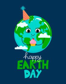 دانلود نقاشی روز زمین مبارک سیاره زمین کاوایی با تولد