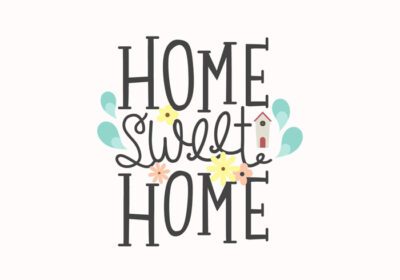 دانلود حروف خانه شیرین خانه با وکتور گل های پاستلی و خانه کوچک