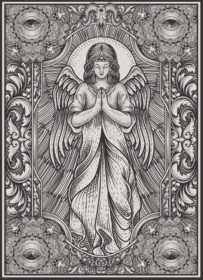 دانلود تصویرسازی فرشته در حال دعا با سبک حکاکی قدیمی