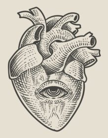 دانلود تصویر قلب عتیقه با سبک تک رنگ