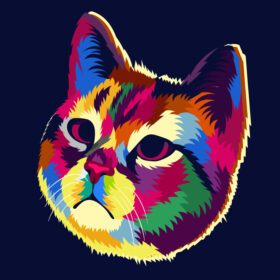 دانلود تصویر گربه رنگارنگ با سبک پاپ آرت