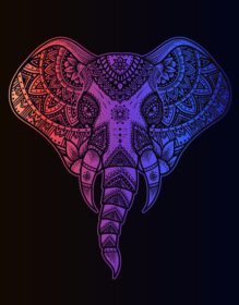 دانلود تصویرسازی فیل به سبک ماندالا با رنگ نئون