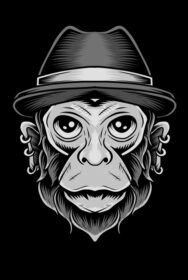دانلود تصویر وکتور سر میمون با کلاه