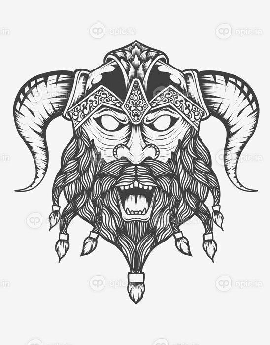 دانلود تصویر وکتور تک رنگ سر وایکینگ