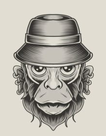 دانلود تصویر سر میمون قدیمی با کلاه