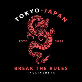 دانلود اژدهای ژاپنی با تایپوگرافی شکستن قوانین برای تی شرت