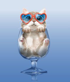 دانلود تصویر بچه گربه ناز کوچولو در تصویر شیشه ای شفاف