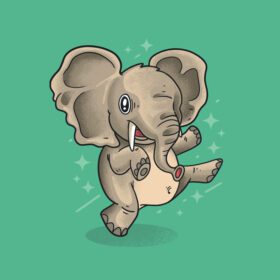 دانلود تصویر رقص فیل کوچک وکتور سبک گرانج