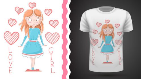 دانلود ایده شاهزاده خانم کوچولو برای طراحی دستی تی شرت چاپی