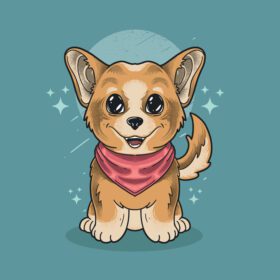 دانلود وکتور تصویر روسری گرانج سگ شیبا کوچک
