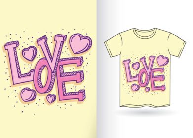 دانلود تایپوگرافی عاشقانه طراحی شده با دست برای تی شرت