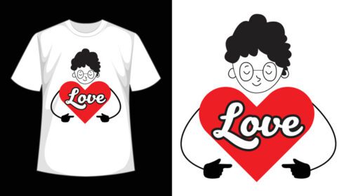دانلود وکتور عشق طرح تی شرت تایپوگرافی