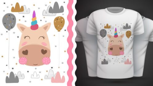 دانلود ایده جادویی اسب شاخدار برای چاپ دستی تی شرت