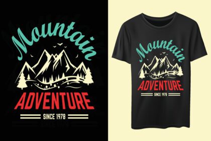دانلود تایپوگرافی ماجراجویی کوهستانی طرح تی شرت کمپینگ