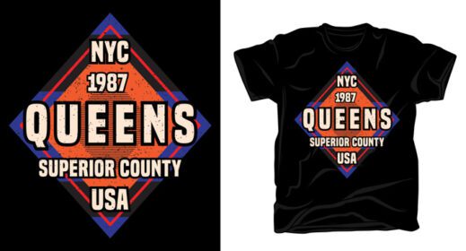 دانلود طرح تایپوگرافی nyc queens superior county برای تی شرت