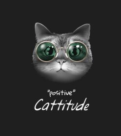دانلود شعار مثبت با گربه سیاه و سفید در عینک آفتابی سبز تصویر