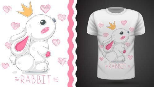 دانلود ایده خرگوش شاهزاده خانم برای چاپ تی شرت دست کشیده
