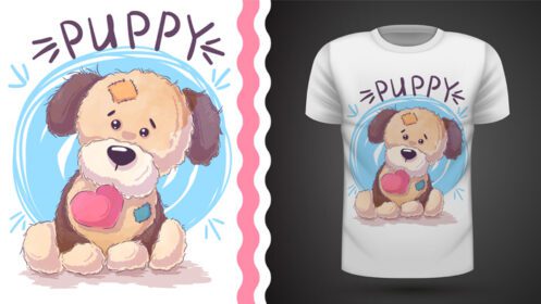 دانلود توله سگ با قلب ایده برای چاپ تی شرت نقاشی دست