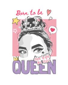 دانلود شعار ملکه با دختر در تاج و تصویر آیکون های رنگارنگ