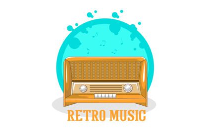 دانلود طرح تصویرسازی موسیقی رترو با رادیو قدیمی