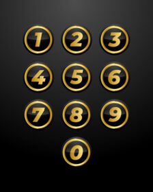 دانلود مجموعه شماره لاکچری رنگ طلایی به شکل دایره براق