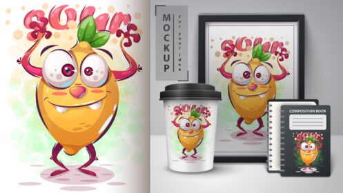 دانلود ست طرح لیمو ترش و احمقانه شامل ماکت برای نوت بوک آستین قهوه و قاب عکس