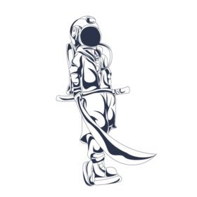 دانلود اثر هنری تصویرسازی فضانورد فضایی با جوهر شمشیر
