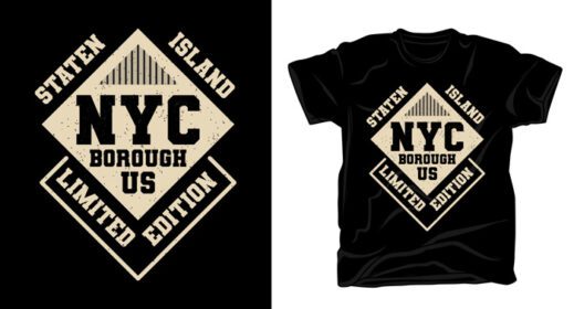 دانلود طرح تی شرت تایپوگرافی استانن آیلند شهر نیویورک