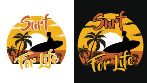 دانلود طرح رترو وینتیج surf for life surfing برای تی شرت