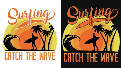 دانلود طرح موج سواری catch the wave یکپارچهسازی با سیستمعامل برای تی شرت