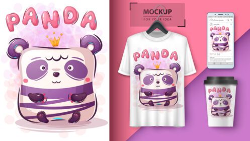 دانلود مجموعه طراحی شخصیت پاندا شیرین شامل قالب های ماکت برای آستین قهوه تی شرت و شبکه های اجتماعی