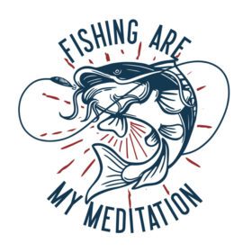 دانلود طرح تی شرت ماهیگیری مدیتیشن من با گربه ماهی هستند
