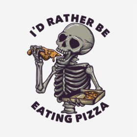 دانلود آی دی طرح تی شرت به جای خوردن پیتزا با اسکلت