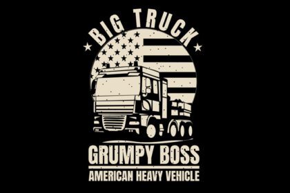 دانلود تی شرت silhouette کامیون رئیس پرچم آمریکا به سبک وینتیج