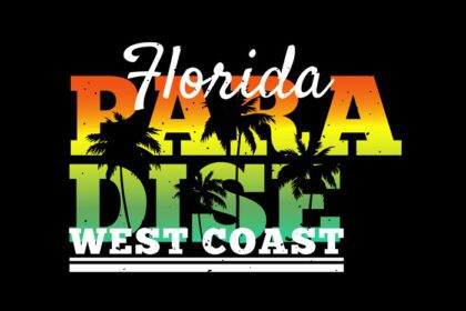 دانلود تایپوگرافی تی شرت فلوریدا بهشت ساحل غربی سبک یکپارچهسازی با سیستمعامل