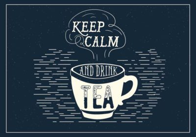 دانلود تصویر تایپوگرافی وکتور چای طراحی شده برای برچسب پوستر کارت تبریک سند وب و سایر سطوح تزئینی