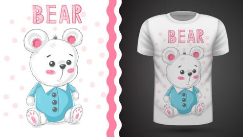 دانلود ایده خرس عروسکی ناز برای چاپ تی شرت دست کشیده