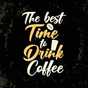 دانلود بهترین زمان نوشیدن قهوه تایپوگرافی قهوه رنگارنگ تی