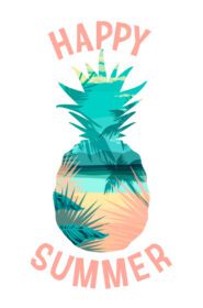 دانلود چاپ تابستانی ساحل گرمسیری با شعار برای تی شرت پوستر کارت و کاربردهای دیگر تصویر برداری