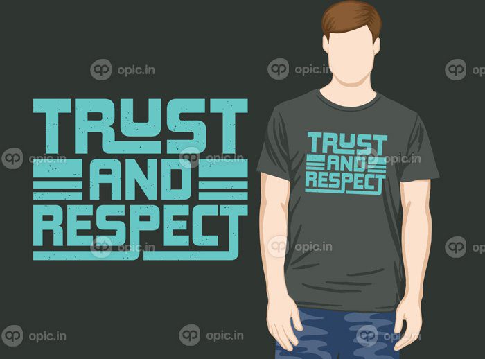 دانلود طرح تی شرت شعاری تایپوگرافی مدرن اعتماد و احترام