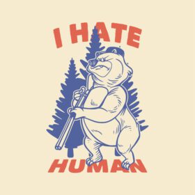 دانلود تایپوگرافی شعار قدیمی من از خرس انسانی که تفنگ در دست دارد متنفرم