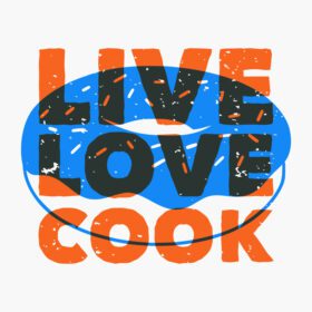 دانلود شعار قدیمی تایپوگرافی آشپز عشق زنده برای طرح تی شرت