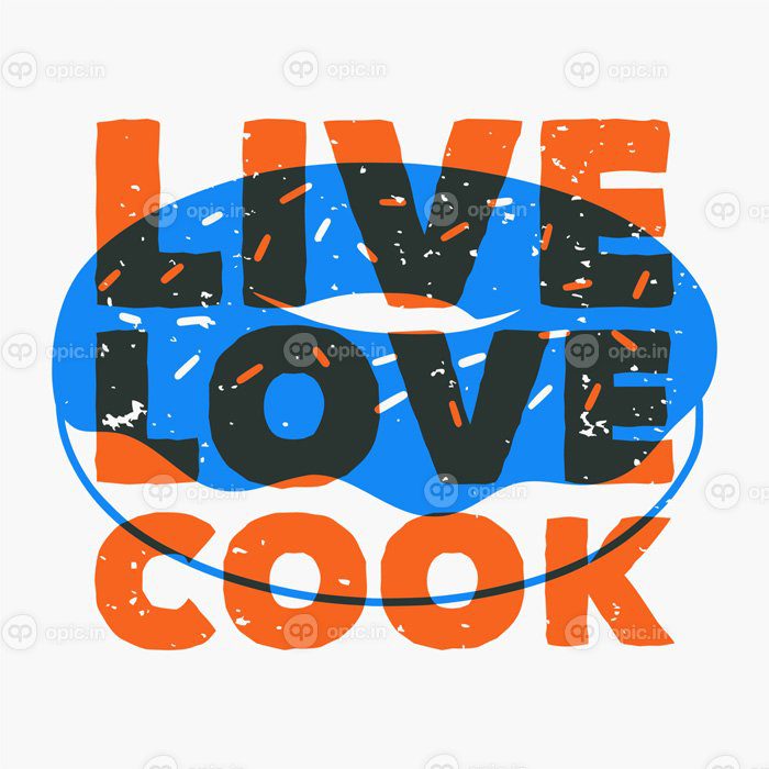 دانلود شعار قدیمی تایپوگرافی آشپز عشق زنده برای طرح تی شرت