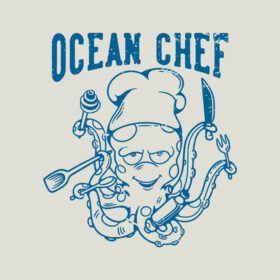 دانلود شعار قدیمی تایپوگرافی سرآشپز اقیانوس اختاپوس سرآشپز برای تی